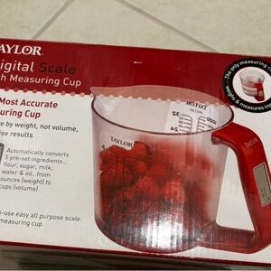 Taylor Red Digital Scale with Measuring Cup